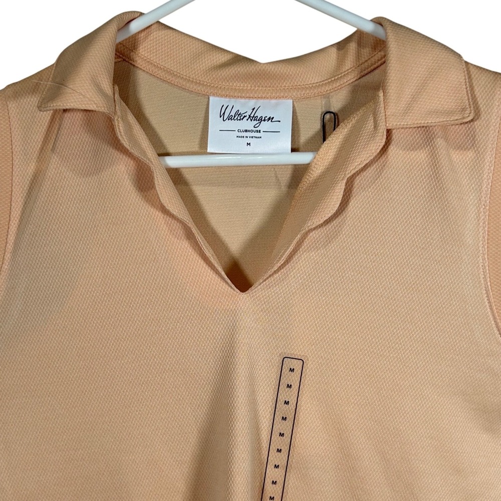 Walter Hagen Womens Golf Polo Clubhouse Sleeveless Shirt Tank Medium Peach NEW